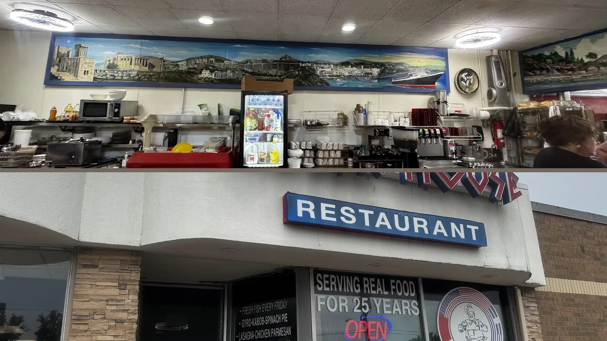Simple restaurant seating and counter service.